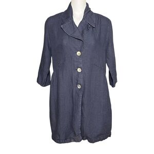 Women's Blue Button-Up Top